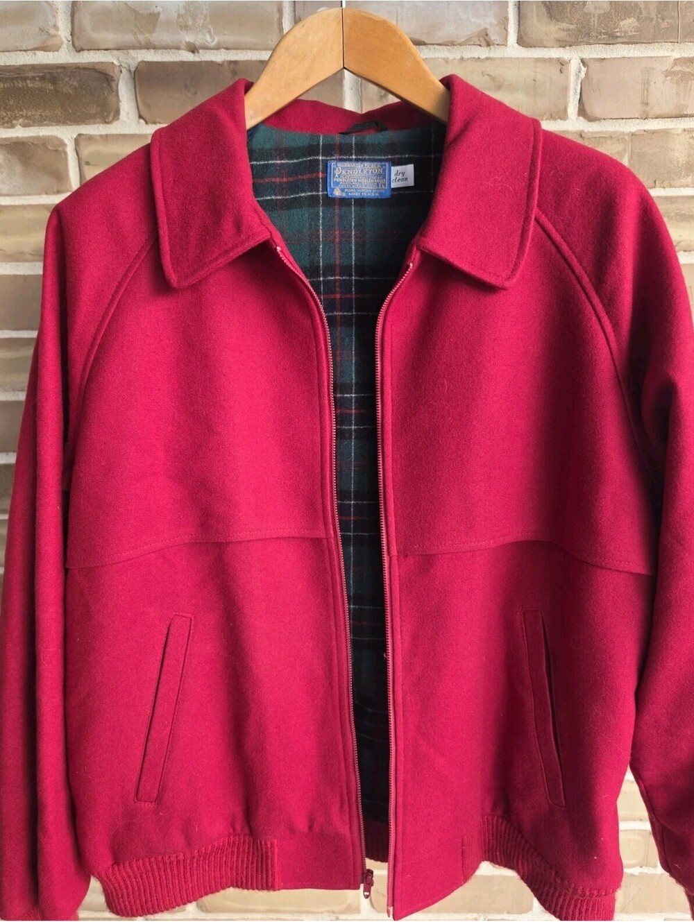 Vintage Pendleton Wool Jacket Mens L Red Plaid Lined Made USA Pure Virgin Wool